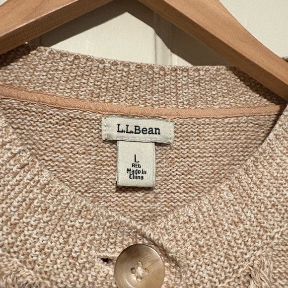 Women’s L.L. Bean 100% Cotton Tan Knit Cardigan - Picture 3 of 5